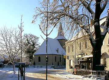 Kirche Zühlsdorf im Winter von Osten